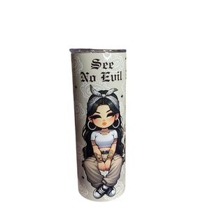 Stylish Graphic Tumbler with 'See No Evil' Design